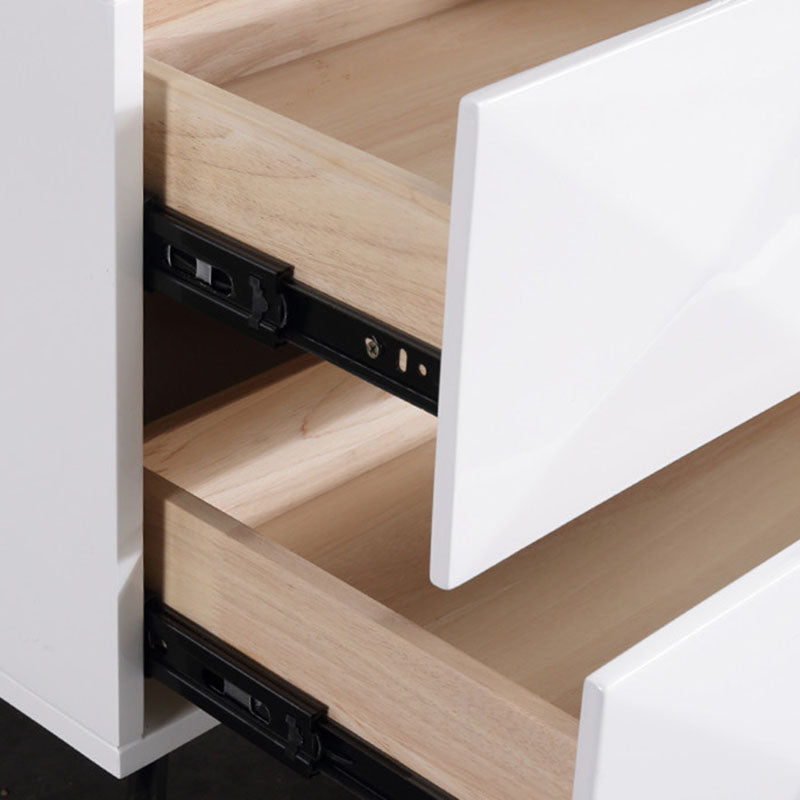 Modern Minimalist High-Gloss Veneer 2 Drawers Nightstand - Diamond Texture Bedside Table For Bedroom Lumendat