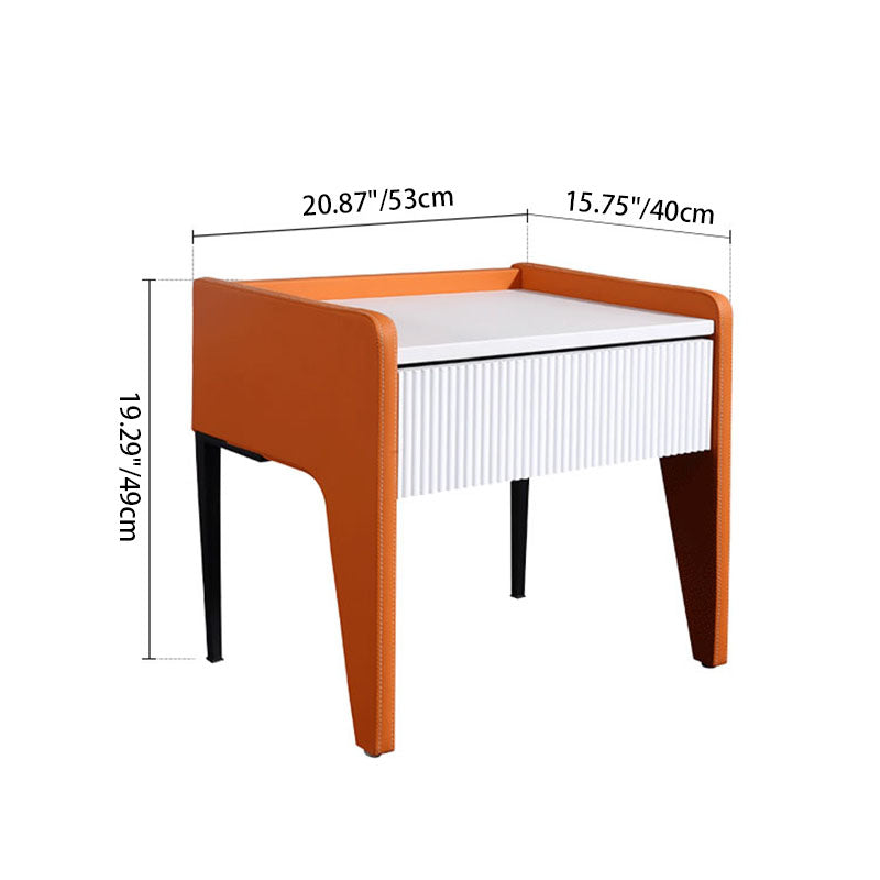 Traditional French Vertical Groove 1 Drawer Nightstand - Ribbed Square Bedside Table For Bedroom Lumendat