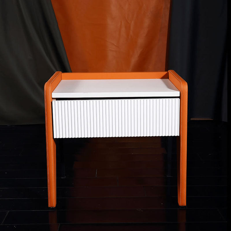 Traditional French Vertical Groove 1 Drawer Nightstand - Ribbed Square Bedside Table For Bedroom Lumendat