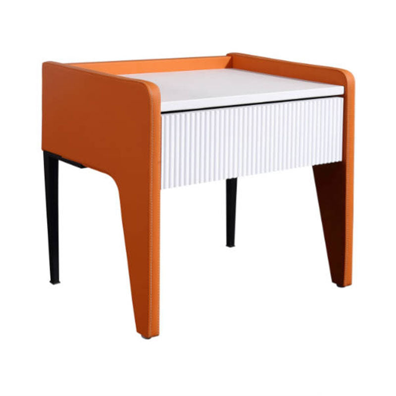 Traditional French Vertical Groove 1 Drawer Nightstand - Ribbed Square Bedside Table For Bedroom Lumendat