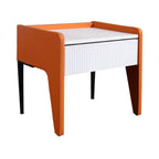 Traditional French Vertical Groove 1 Drawer Nightstand - Ribbed Square Bedside Table For Bedroom Lumendat