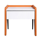 Traditional French Vertical Groove 1 Drawer Nightstand - Ribbed Square Bedside Table For Bedroom Lumendat