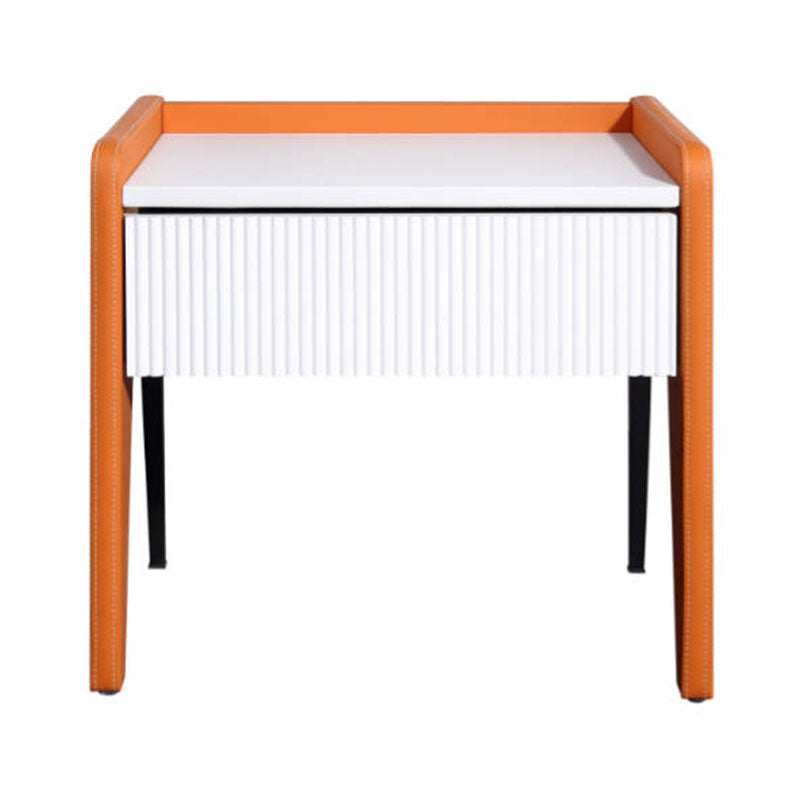 Traditional French Vertical Groove 1 Drawer Nightstand - Ribbed Square Bedside Table For Bedroom Lumendat