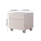 Modern Minimalist Polished Metal Legs Bedside Table - Ribbed 2 Drawer Nightstand For Bedroom Lumendat