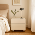 Modern Minimalist Polished Metal Legs Bedside Table - Ribbed 2 Drawer Nightstand For Bedroom Lumendat