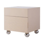 Modern Minimalist Polished Metal Legs Bedside Table - Ribbed 2 Drawer Nightstand For Bedroom Lumendat