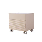 Modern Minimalist Polished Metal Legs Bedside Table - Ribbed 2 Drawer Nightstand For Bedroom Lumendat