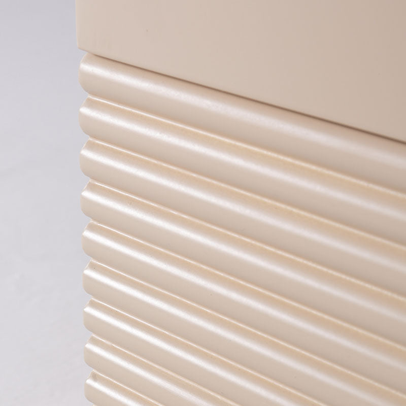 Modern Minimalist Polished Metal Legs Bedside Table - Ribbed 2 Drawer Nightstand For Bedroom Lumendat