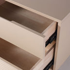 Modern Minimalist Polished Metal Legs Bedside Table - Ribbed 2 Drawer Nightstand For Bedroom Lumendat
