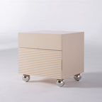 Modern Minimalist Polished Metal Legs Bedside Table - Ribbed 2 Drawer Nightstand For Bedroom Lumendat