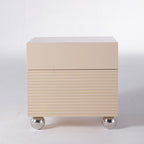 Modern Minimalist Polished Metal Legs Bedside Table - Ribbed 2 Drawer Nightstand For Bedroom Lumendat