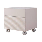 Modern Minimalist Polished Metal Legs Bedside Table - Ribbed 2 Drawer Nightstand For Bedroom Lumendat
