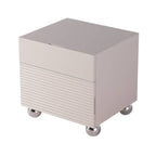 Modern Minimalist Polished Metal Legs Bedside Table - Ribbed 2 Drawer Nightstand For Bedroom Lumendat