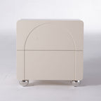 Contemporary Creative 2 Drawers Nightstand - Curved Front Stainless Steel Ball Legs Bedside Table For Bedroom Lumendat