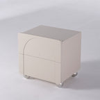 Contemporary Creative 2 Drawers Nightstand - Curved Front Stainless Steel Ball Legs Bedside Table For Bedroom Lumendat