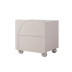 Contemporary Creative 2 Drawers Nightstand - Curved Front Stainless Steel Ball Legs Bedside Table For Bedroom Lumendat