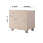 Contemporary Creative 2 Drawers Nightstand - Curved Front Stainless Steel Ball Legs Bedside Table For Bedroom Lumendat