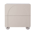 Contemporary Creative 2 Drawers Nightstand - Curved Front Stainless Steel Ball Legs Bedside Table For Bedroom Lumendat