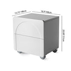 Contemporary Creative 2 Drawers Nightstand - Curved Front Stainless Steel Ball Legs Bedside Table For Bedroom Lumendat