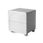 Contemporary Creative 2 Drawers Nightstand - Curved Front Stainless Steel Ball Legs Bedside Table For Bedroom Lumendat