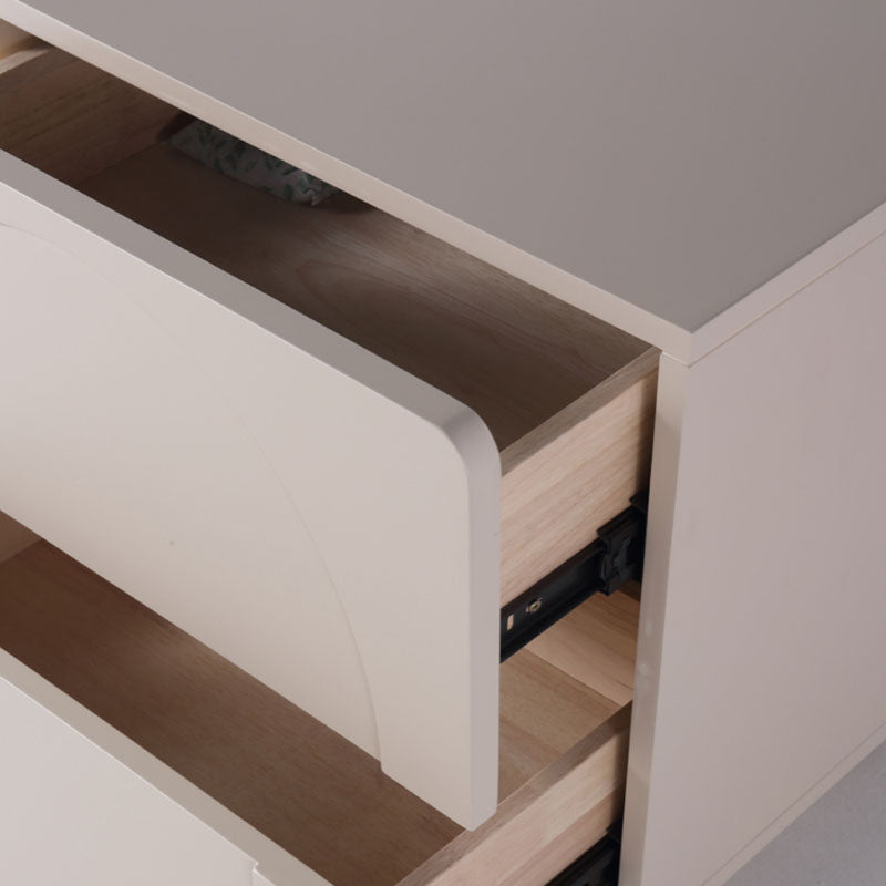 Contemporary Creative 2 Drawers Nightstand - Curved Front Stainless Steel Ball Legs Bedside Table For Bedroom Lumendat