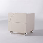 Contemporary Creative 2 Drawers Nightstand - Curved Front Stainless Steel Ball Legs Bedside Table For Bedroom Lumendat