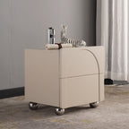 Contemporary Creative 2 Drawers Nightstand - Curved Front Stainless Steel Ball Legs Bedside Table For Bedroom Lumendat