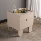 Contemporary Creative Semi-Circular Bedside Cabinet - Artistic 2 Drawers Nightstand For Bedroom Lumendat