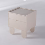 Contemporary Creative Semi-Circular Bedside Cabinet - Artistic 2 Drawers Nightstand For Bedroom Lumendat
