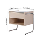 Contemporary Industrial Stainless Steel Bedside Table - 1 Drawer Open Shelf Nightstand For Bedroom Lumendat