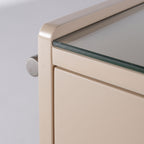Contemporary Industrial Stainless Steel Bedside Table - 1 Drawer Open Shelf Nightstand For Bedroom Lumendat
