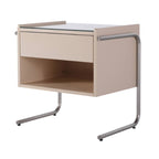 Contemporary Industrial Stainless Steel Bedside Table - 1 Drawer Open Shelf Nightstand For Bedroom Lumendat