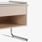 Contemporary Industrial Stainless Steel Bedside Table - 1 Drawer Open Shelf Nightstand For Bedroom Lumendat