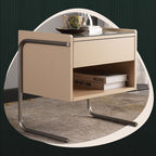 Contemporary Industrial Stainless Steel Bedside Table - 1 Drawer Open Shelf Nightstand For Bedroom Lumendat