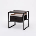 Contemporary Creative Square Stainless Steel Frame Bedside Table - 1 Drawer Nightstand For Bedroom Lumendat