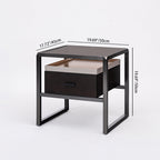 Contemporary Creative Square Stainless Steel Frame Bedside Table - 1 Drawer Nightstand For Bedroom Lumendat