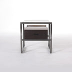 Contemporary Creative Square Stainless Steel Frame Bedside Table - 1 Drawer Nightstand For Bedroom Lumendat