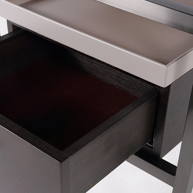 Contemporary Creative Square Stainless Steel Frame Bedside Table - 1 Drawer Nightstand For Bedroom Lumendat