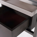 Contemporary Creative Square Stainless Steel Frame Bedside Table - 1 Drawer Nightstand For Bedroom Lumendat