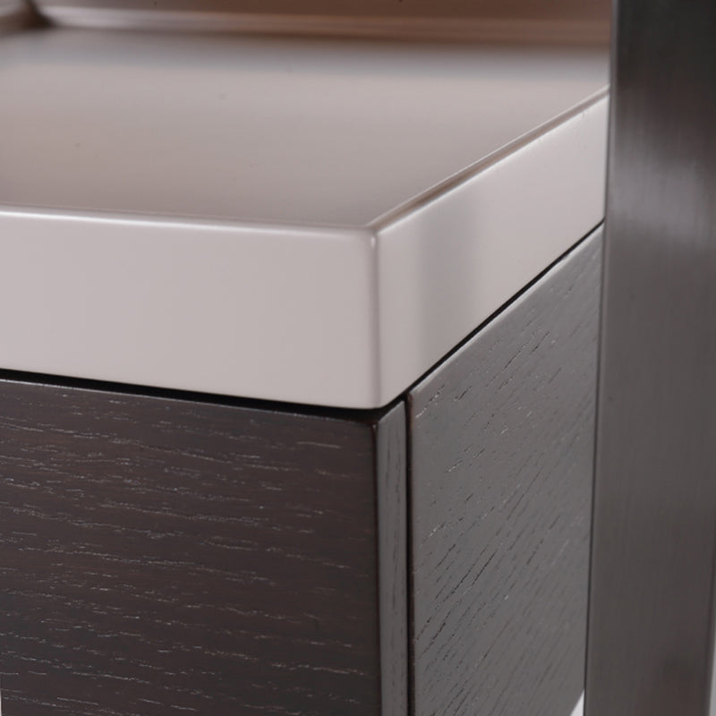 Contemporary Creative Square Stainless Steel Frame Bedside Table - 1 Drawer Nightstand For Bedroom Lumendat