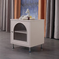 Contemporary Scandinavian Ribbed Glass Door Bedside Table - Semi-Transparent Nightstand For Bedroom Lumendat