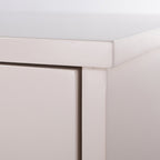 Contemporary Scandinavian Ribbed Glass Door Bedside Table - Semi-Transparent Nightstand For Bedroom Lumendat