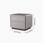 Contemporary Nordic High Gloss Bedside Table - Rounded Corners 2 Drawers Nightstand For Bedroom Lumendat