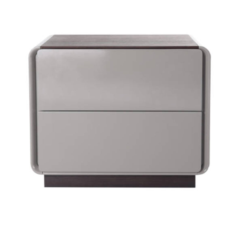 Contemporary Nordic High Gloss Bedside Table - Rounded Corners 2 Drawers Nightstand For Bedroom Lumendat