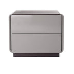 Contemporary Nordic High Gloss Bedside Table - Rounded Corners 2 Drawers Nightstand For Bedroom Lumendat