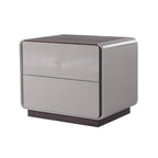 Contemporary Nordic High Gloss Bedside Table - Rounded Corners 2 Drawers Nightstand For Bedroom Lumendat