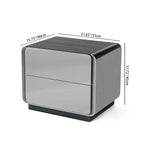 Contemporary Nordic High Gloss Bedside Table - Rounded Corners 2 Drawers Nightstand For Bedroom Lumendat