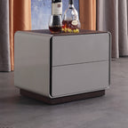 Contemporary Nordic High Gloss Bedside Table - Rounded Corners 2 Drawers Nightstand For Bedroom Lumendat