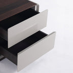 Contemporary Nordic High Gloss Bedside Table - Rounded Corners 2 Drawers Nightstand For Bedroom Lumendat