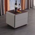 Contemporary Nordic High Gloss Bedside Table - Rounded Corners 2 Drawers Nightstand For Bedroom Lumendat
